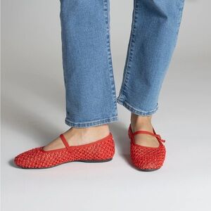 Birdies The Hummingbird Mary Jane in Red Open Weave